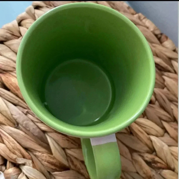 SPILL THE TEA Ceramic White Coffee Mug 11oz Green Interior - Picture 2 of 3